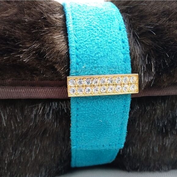 NWOT STEPHANIE JOHNSON Faux Fur Brown/Teal Roll Up Jewelry/Cosmetic Travel Case - Picture 14 of 14